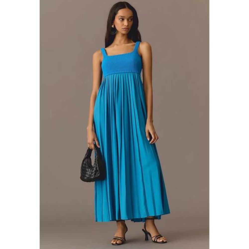 Blue Smocked Bodice Midi Dress - Women